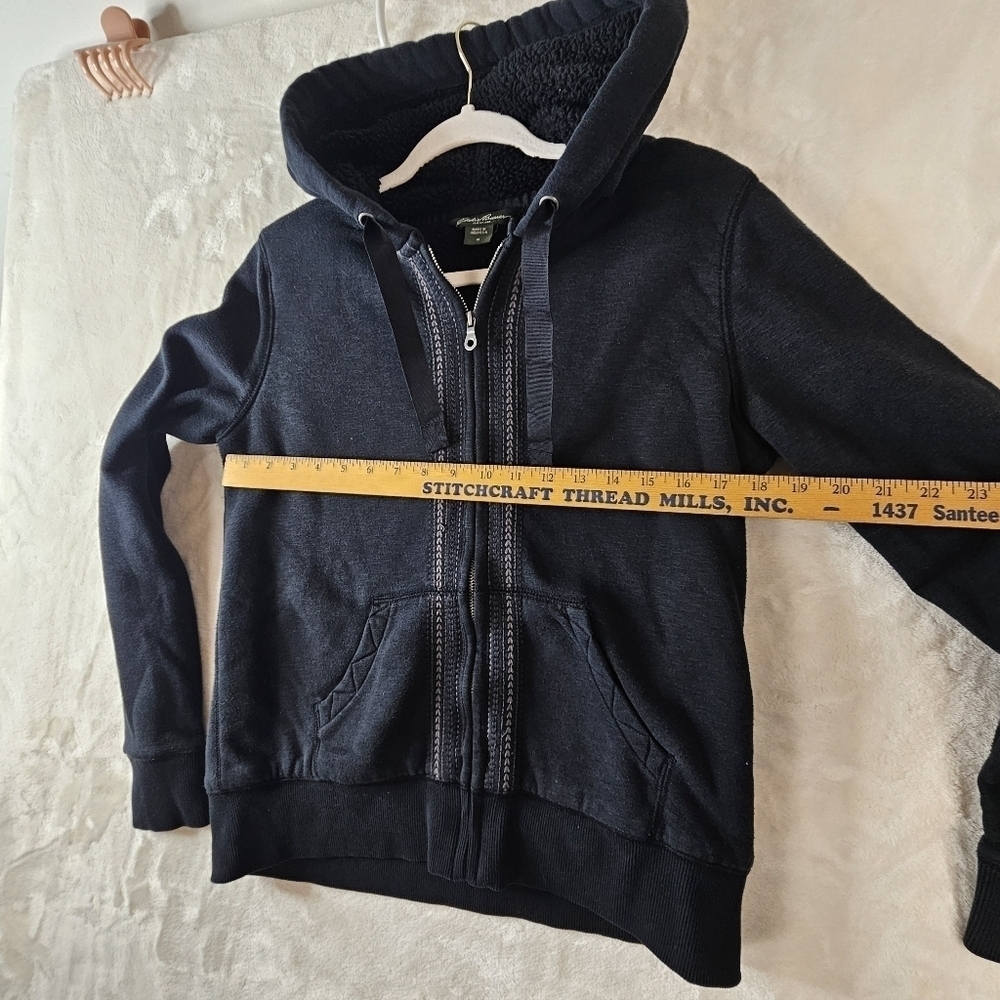 Eddie Bauer Fleece Lined Hoodie Medium Men’s Black Sweatshirt - Picture 2 of 10